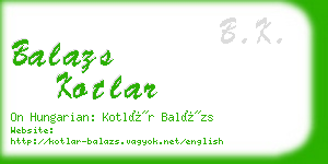 balazs kotlar business card